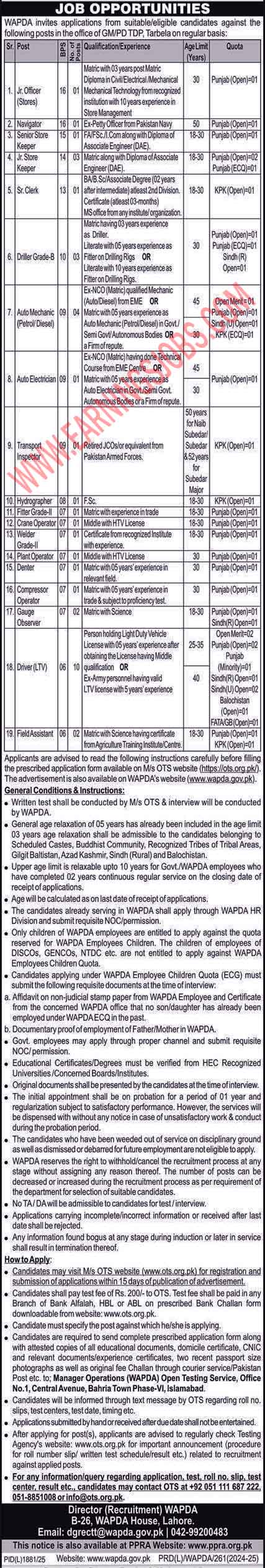 Latest WAPDA Jobs 2025